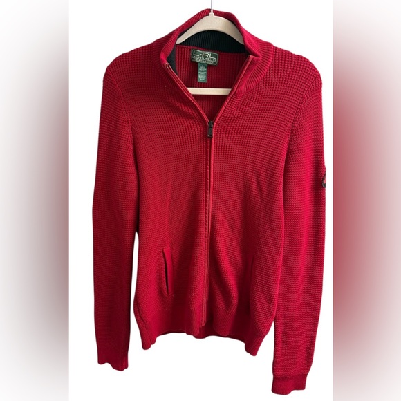 Lauren Ralph Lauren Other - VINTAGE L-RL LAUREN ACTIVE RALPH LAUREN RED KNIT FULL ZIP MOCK NECK SWEATER SZ:L